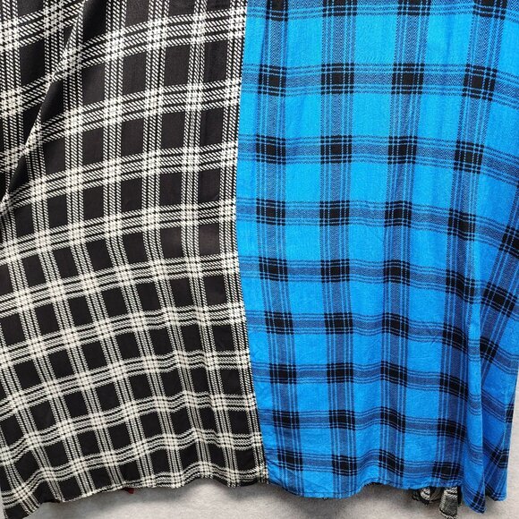 Calessa Plaid Embroidered Top Womens Plus 2X Colorblock Black Floral Long Sleeve - Picture 6 of 12